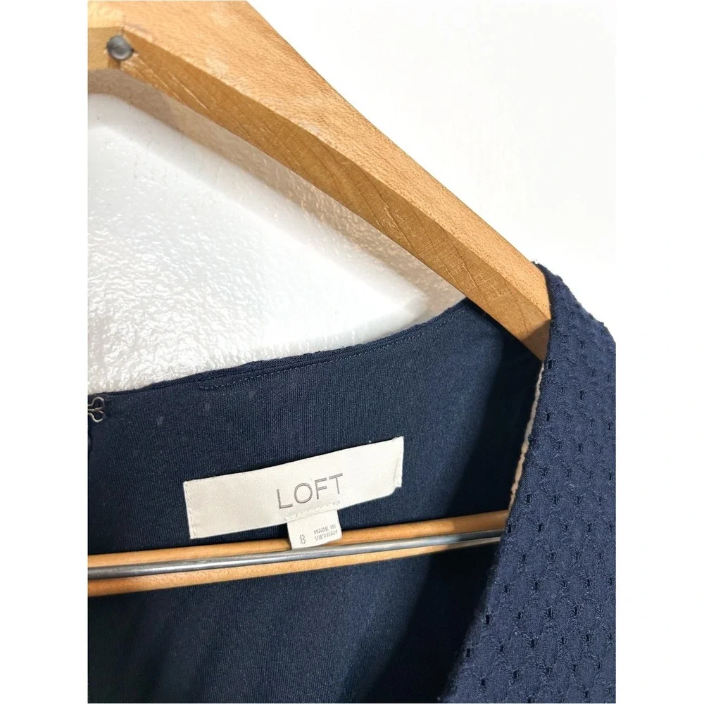 Ann Taylor LOFT Neutral Navy Blue Sleeveless Eyelet Mini‎ Dress 8
